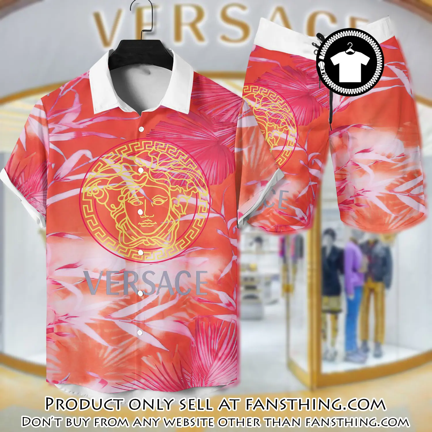 Versace luxury hawaiian shirt & short set lhs1206 fst5116307